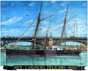 Cañonero Pelícano, acuarela