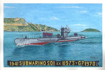 Submarino S-01, acuarela